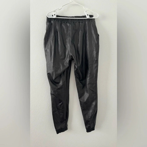 SPANX® Faux Leather Jogger Pants Black Pull On Rocker Chic Luxe Size XL - Picture 2 of 10